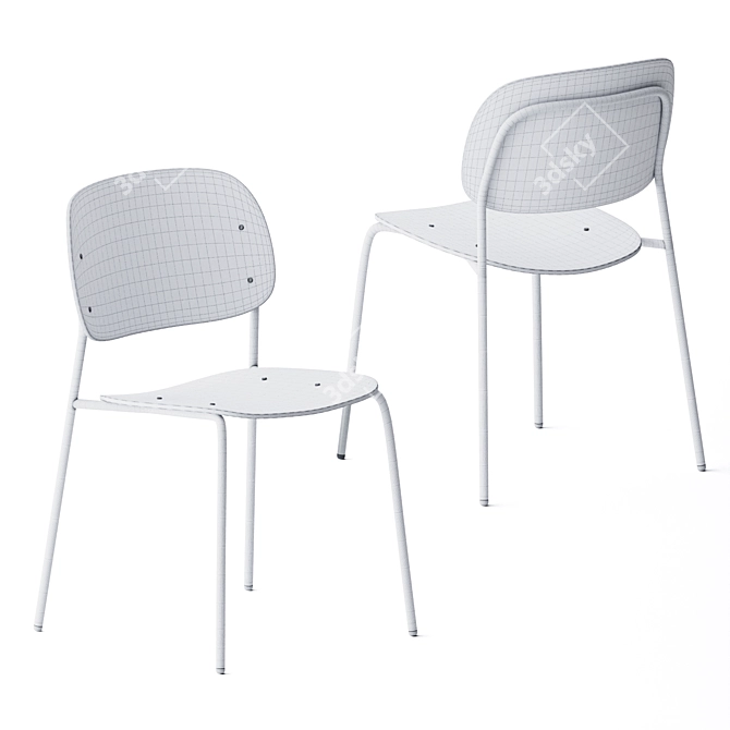 Sleek PET Felt Stack Chair 3D model image 8