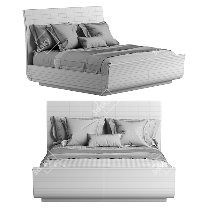 King Veneer Bed: Elevate Your Bedroom 3D model image 2