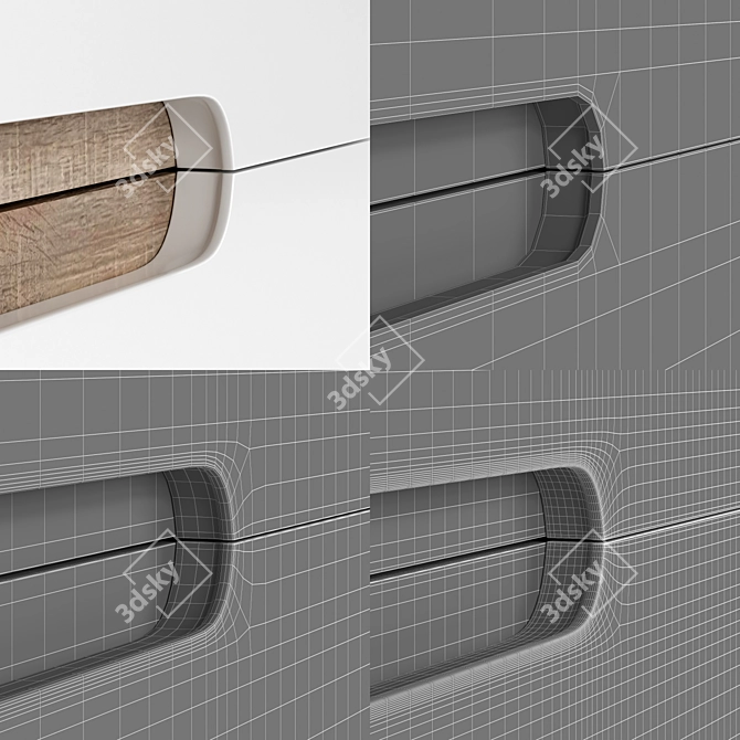 Elegant White Linate Chest 3D model image 5
