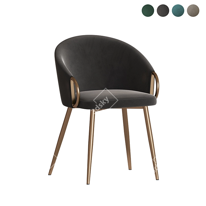 Elegant Velvet Dining Chair 3D model image 4