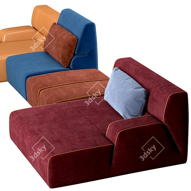 Babouche Modular Sofa: Colorful & Dynamic 3D model image 2