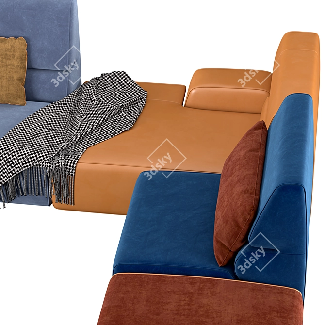 Babouche Modular Sofa: Colorful & Dynamic 3D model image 4