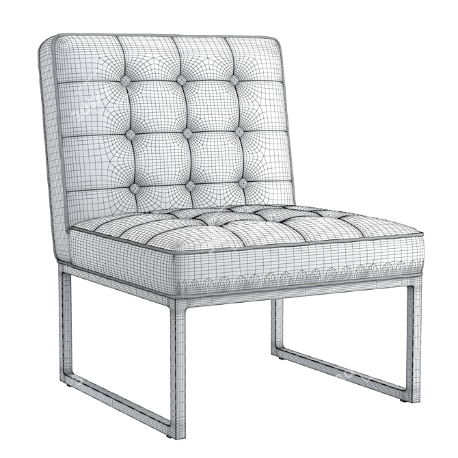 Elegant Ivory Accent Chair 3D model image 5