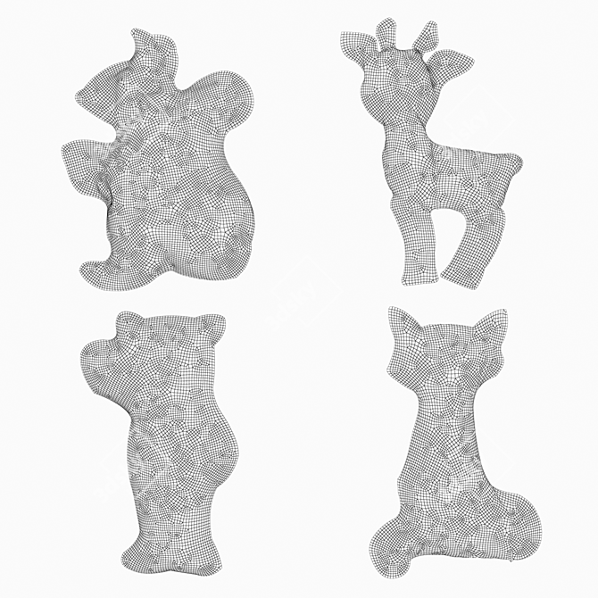 Adorable Animal Baby Pillows 3D model image 2