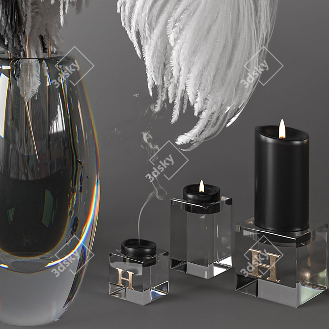 Elegant Ostrich Feather Centerpiece 3D model image 4