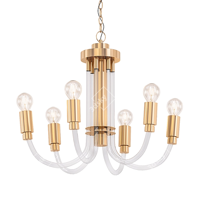 Modern Lucite Brass Chandelier 3D model image 1