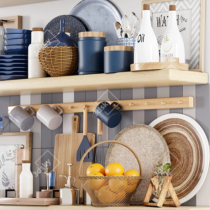 Modern Kitchen Accessories Set 3D model image 2