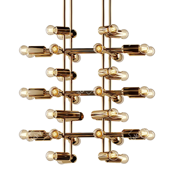 Luxurious Set: 21 Brass Chandeliers with 40 Bulbs 3D model image 1