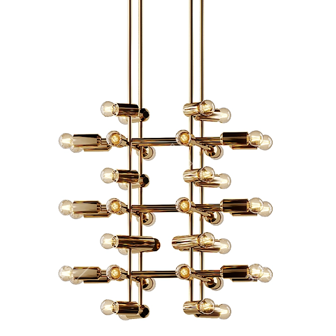 Luxurious Set: 21 Brass Chandeliers with 40 Bulbs 3D model image 4