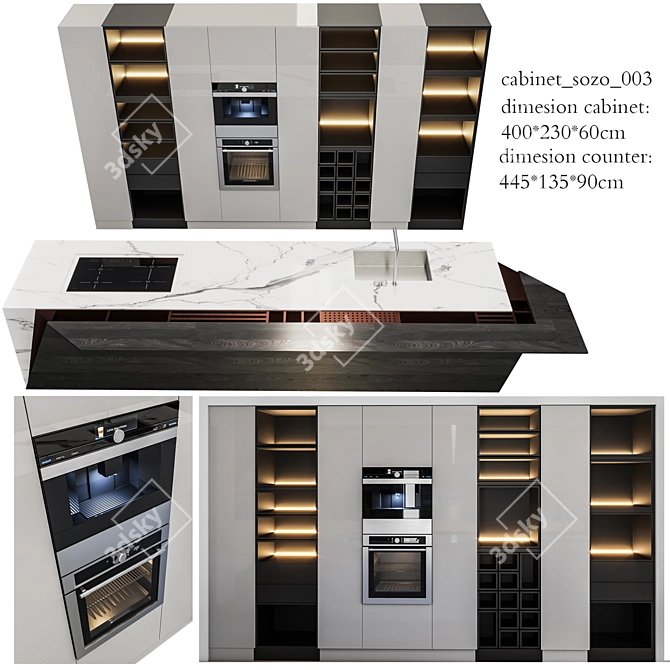 Modern Sozo Cabinet with 3D Design 3D model image 6