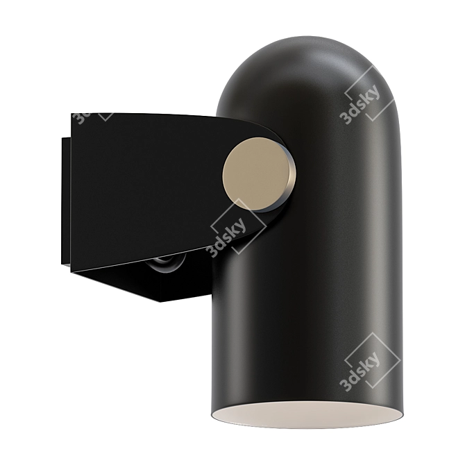 Sleek Black Bullet Wall Light 3D model image 1