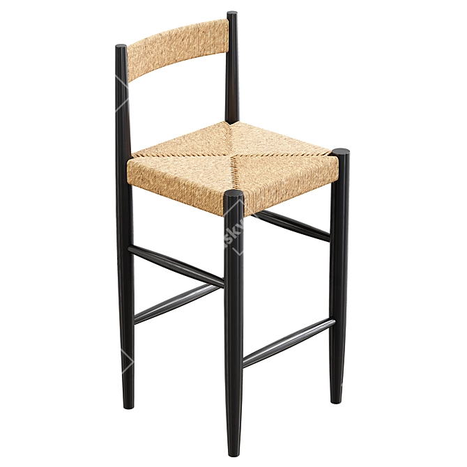 Zara Home Wicker Stool 3D model image 2