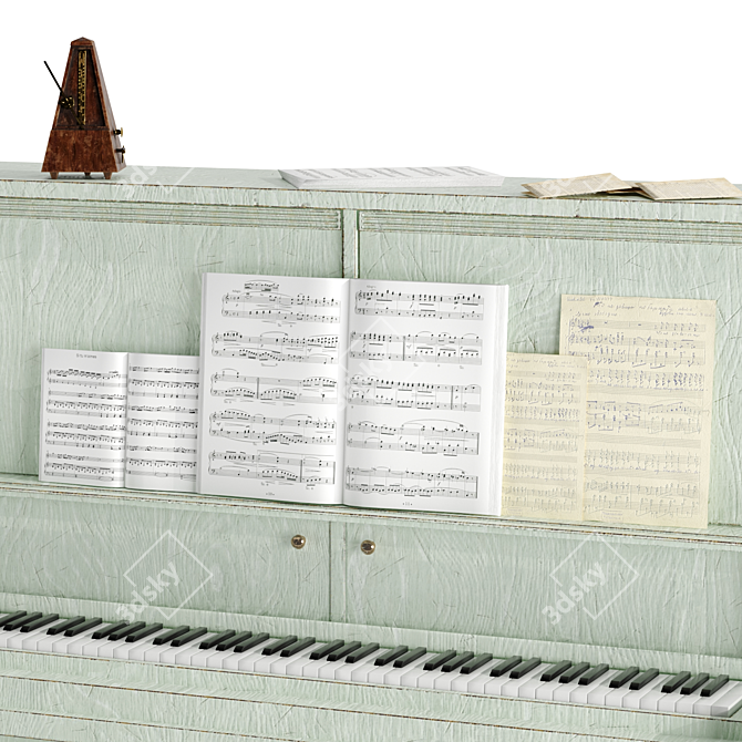 Vintage Piano Decor Set 3D model image 7