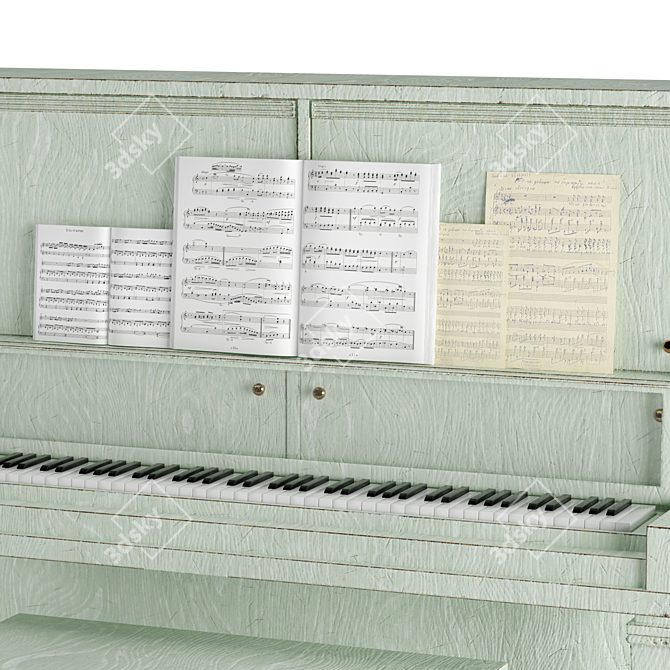 Vintage Piano Decor Set 3D model image 2