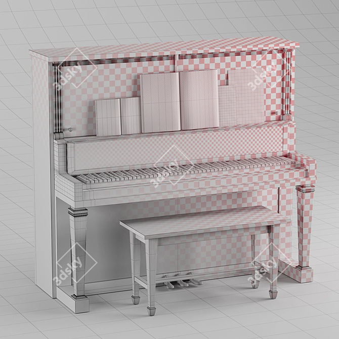 Vintage Piano Decor Set 3D model image 4