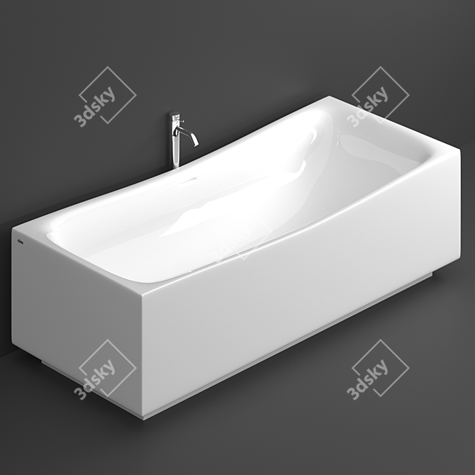 Clou Hammock: Standalone Acrylic Bathtub with Overflow and Siphon 3D model image 1