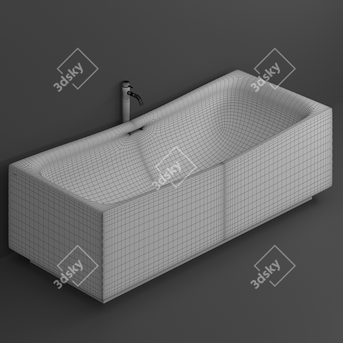 Clou Hammock: Standalone Acrylic Bathtub with Overflow and Siphon 3D model image 2