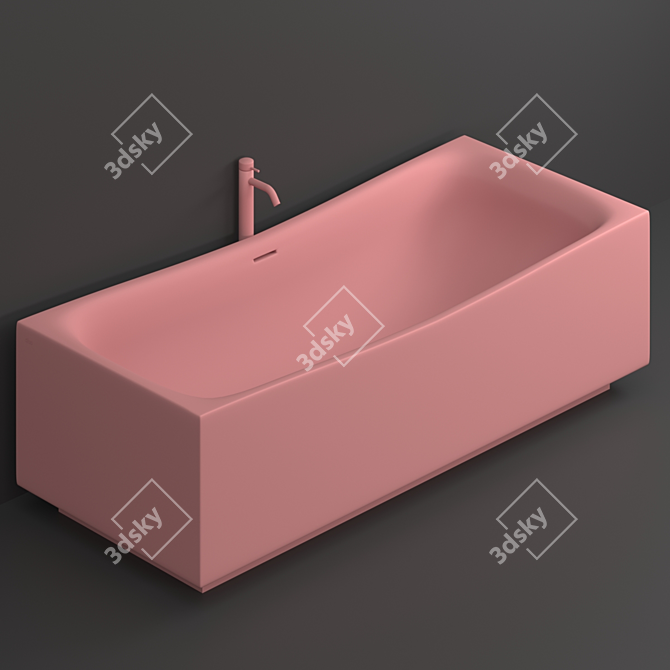 Clou Hammock: Standalone Acrylic Bathtub with Overflow and Siphon 3D model image 3