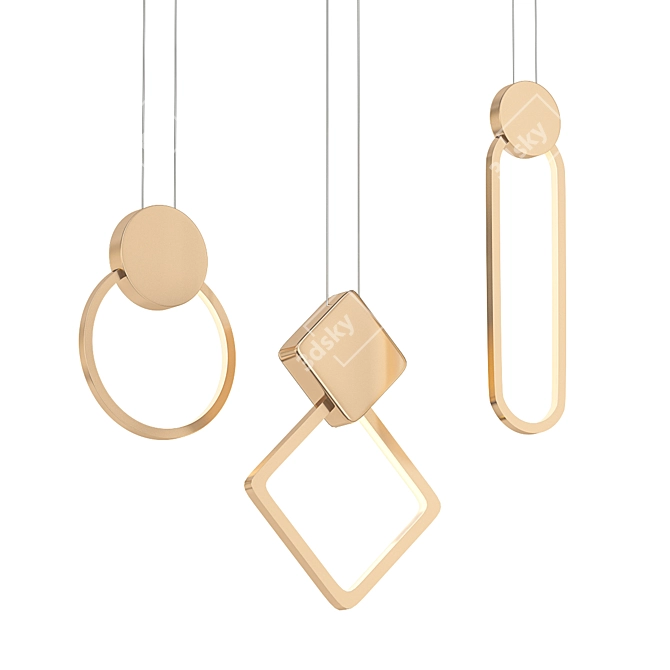 Modern Geometric LED Pendant Lights 3D model image 1