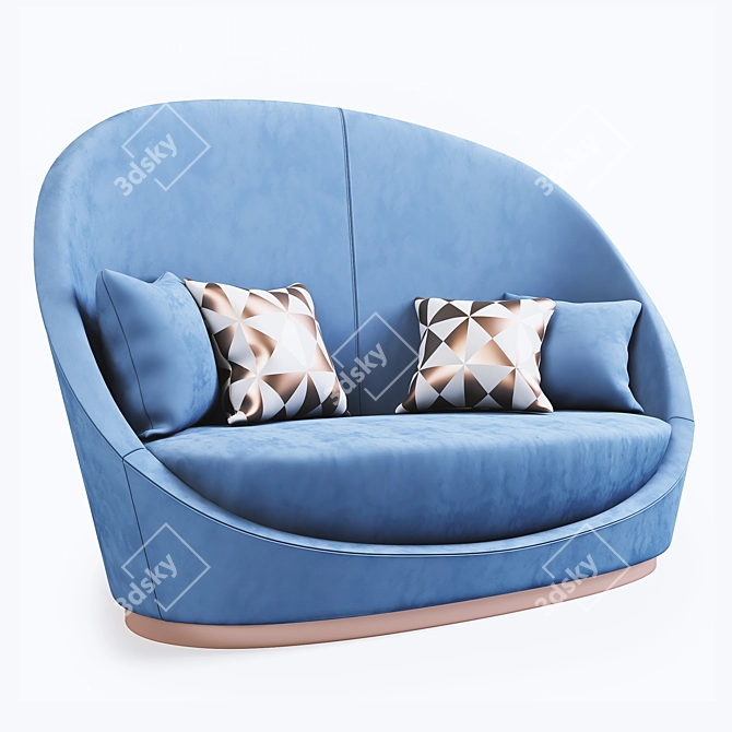 Luxurious Velvet Curved Sofa 3D model image 3