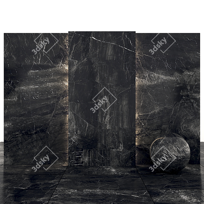 Argille Antracita Marble: 8-Texture Slabs & Tiles 3D model image 2