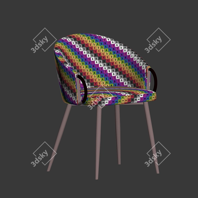 Sophisticated Dining Set 93: Elegant Velvet Chairs & Sleek Wood Table 3D model image 5