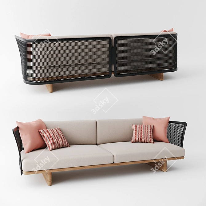 Sleek Mesh 3 Seater Sofa 3D model image 1