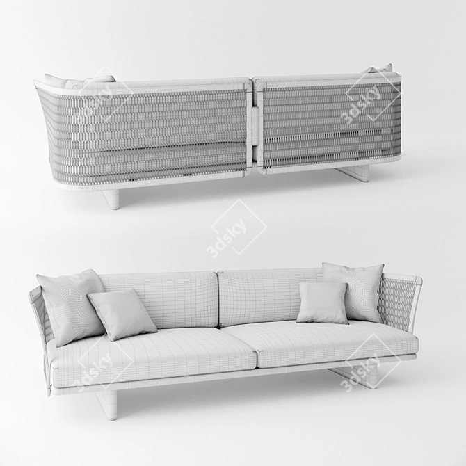 Sleek Mesh 3 Seater Sofa 3D model image 2