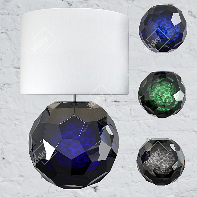 Muranese Glass Faceted Ball Lamp 3D model image 2