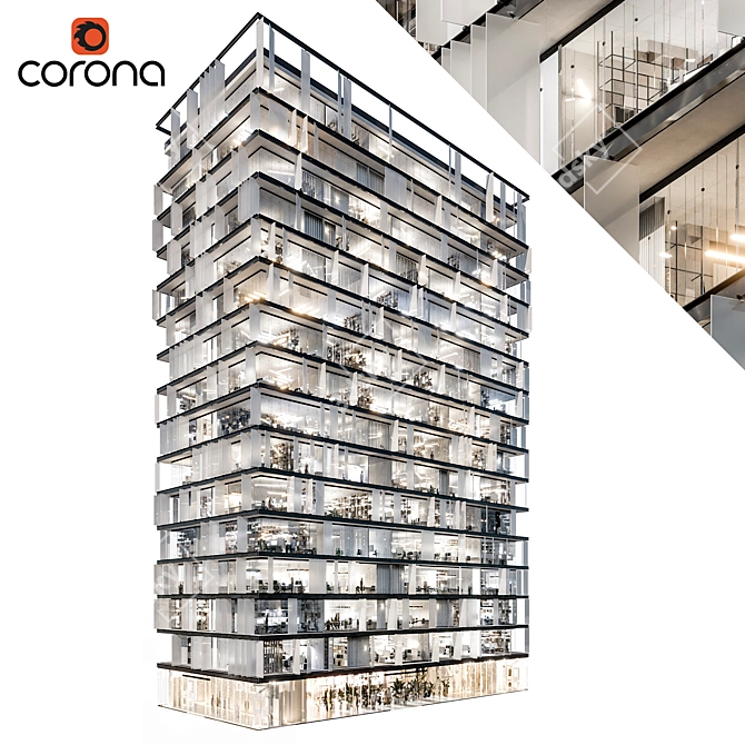 Modern Office Building Model 3D model image 6