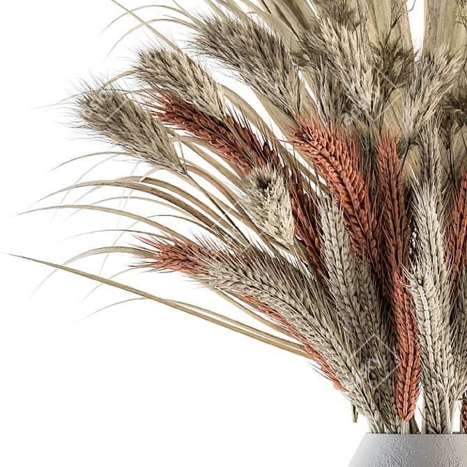 Rustic Dry Wheat & Palm Branch 3D model image 3