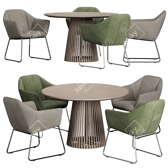 Modern Stone Grey Kimono Dining Set 3D model image 1