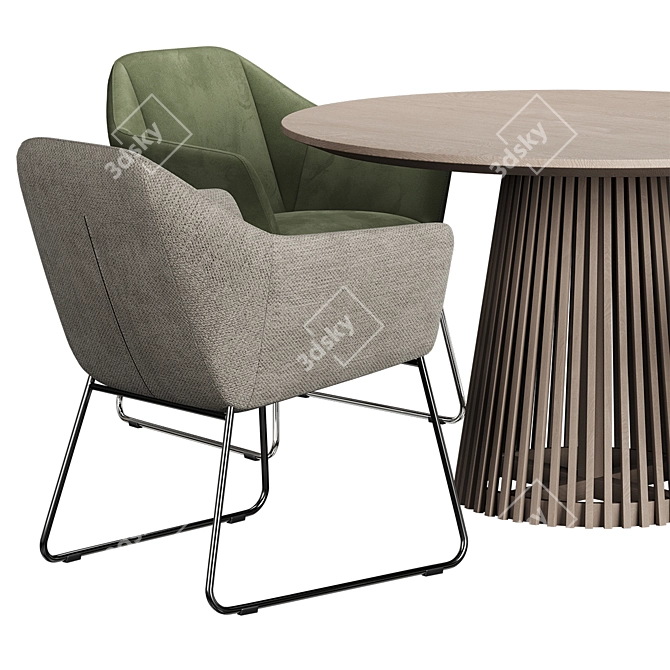 Modern Stone Grey Kimono Dining Set 3D model image 3