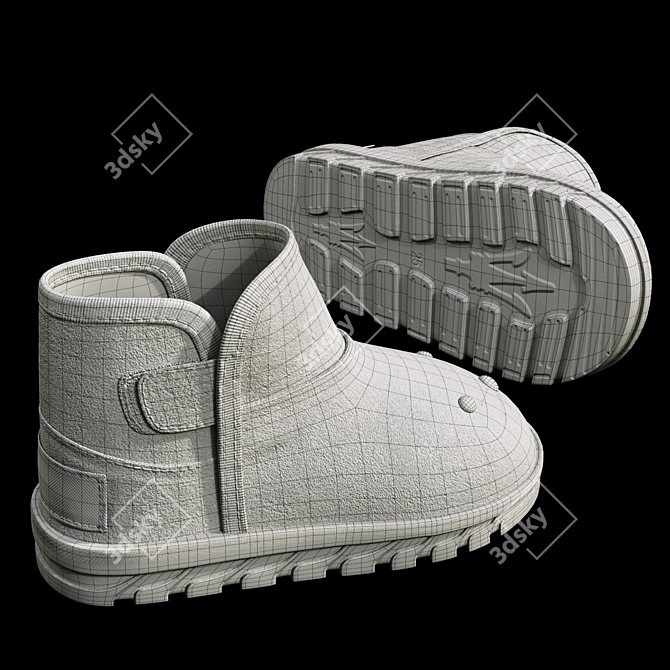 Winter Cartoon Kids Boots 3D model image 5