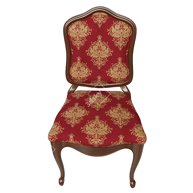 Elegant Wooden Chair with Fabric Upholstery 3D model image 3