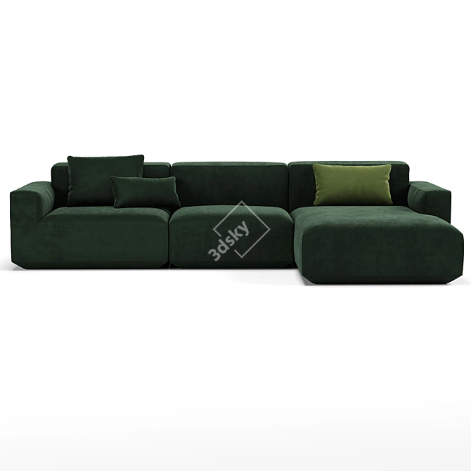 Devilius Conff Velvet Green Sofa 3D model image 1