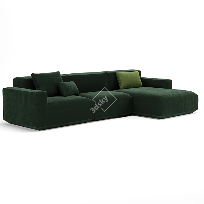 Devilius Conff Velvet Green Sofa 3D model image 2