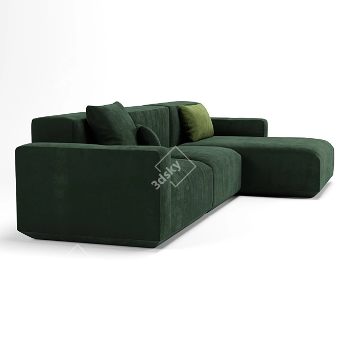 Devilius Conff Velvet Green Sofa 3D model image 3