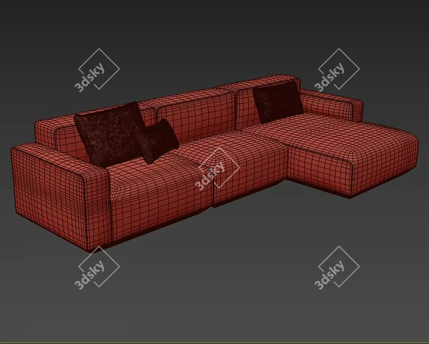 Devilius Conff Velvet Green Sofa 3D model image 4