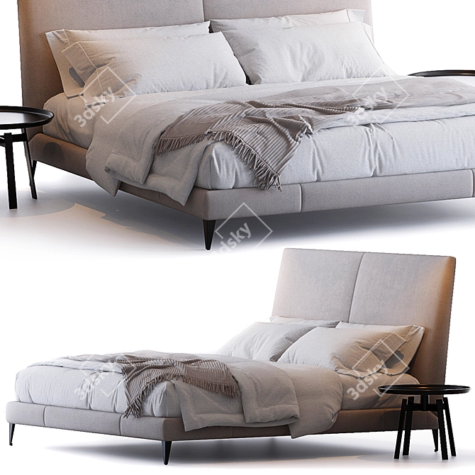 Elegant Demetra Bed & Husk Table 3D model image 1