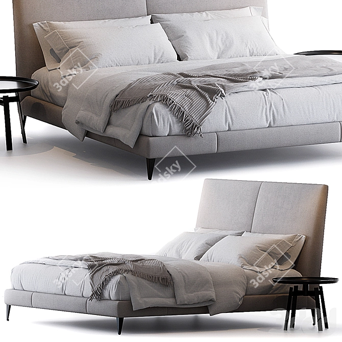 Elegant Demetra Bed & Husk Table 3D model image 5