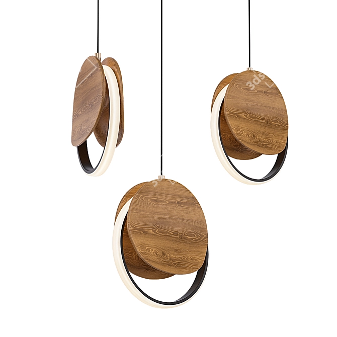 Wooden Cover LED Pendant Light 3D model image 1