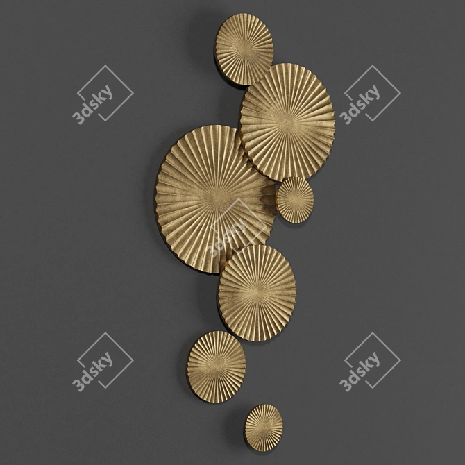 Sunburst Metal Wall Decor Set 3D model image 2