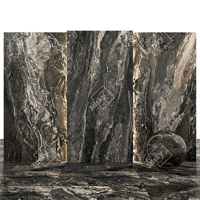 Orobico Dark Marble: Elegant, Versatile Slabs & Tiles 3D model image 2