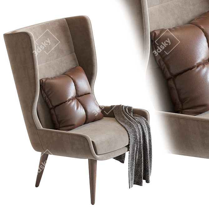 Hush Armchair: Stylish, Comfortable, and Durable 3D model image 3
