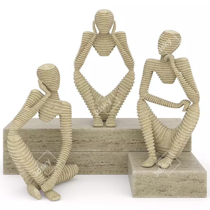 Scandinavian Thinker: Abstract Figurines 3D model image 1