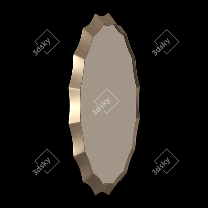 Elegant Scalloped Round Mirror 3D model image 2