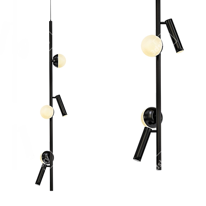 Sleek LED Pendant Lights 3D model image 1