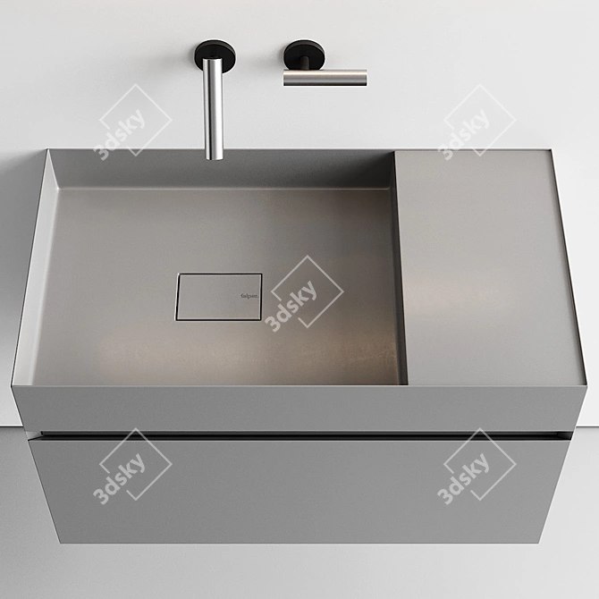 Quattro.Zero Vanity Set: Lacquered Wall-Mounted Unit with Drawers 3D model image 3