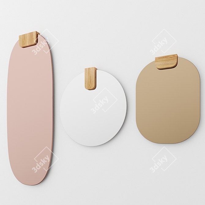 Clip Wall-Mounted Mirror in Three Colors - Functional and Stylish Design by Sculptures Jeux 3D model image 3